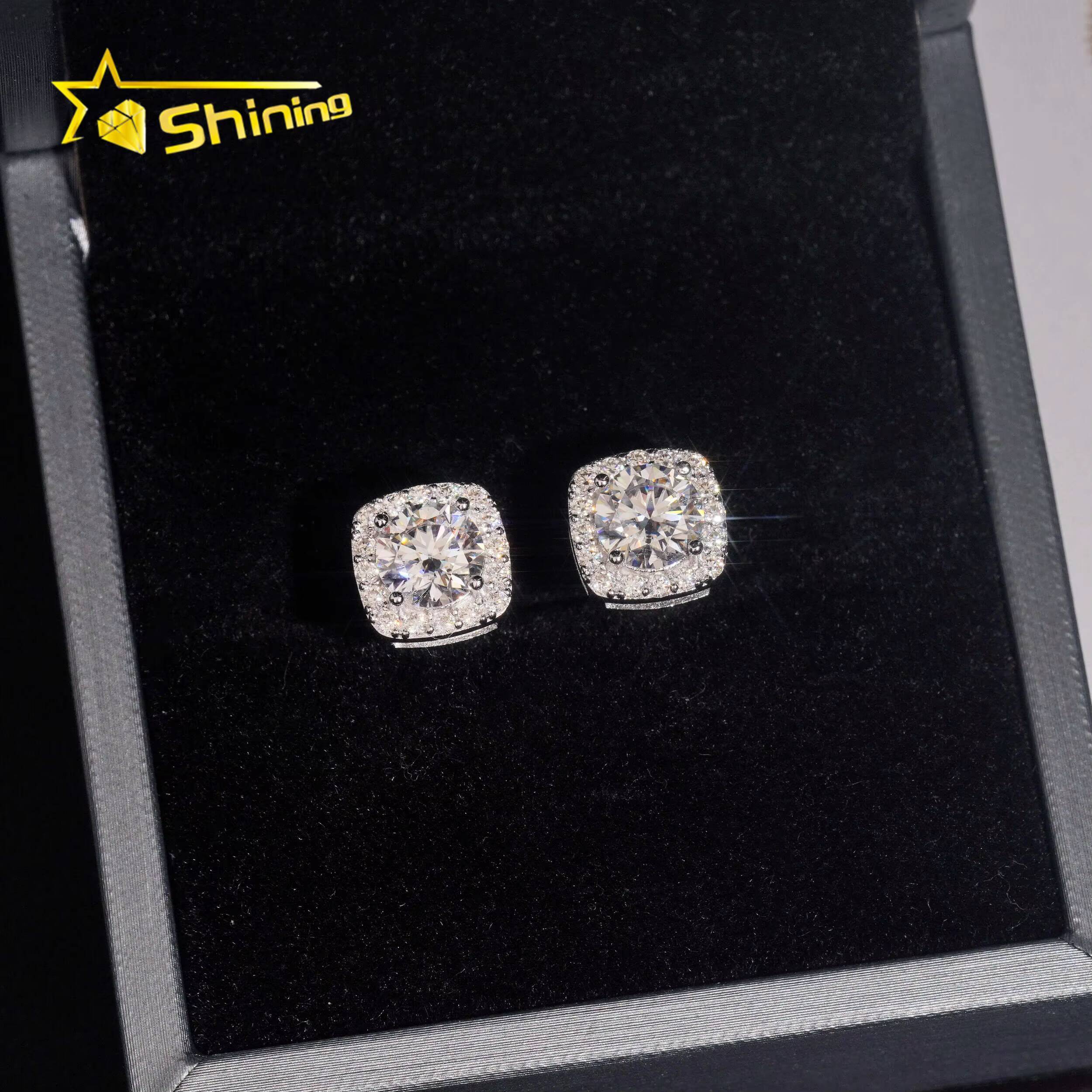 USA Warehouse Fast Shipping 9.5mm Earrings 925 Sterling Silver Gold Plated Pass Diamond Test Moissanite Screw Back Stud Earring