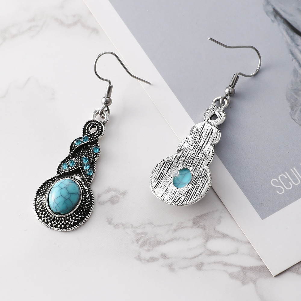 Vintage Bohemian Style Turquoise Diamond Accented Earrings for Women New Arrival Versatile Stylish Jewelry
