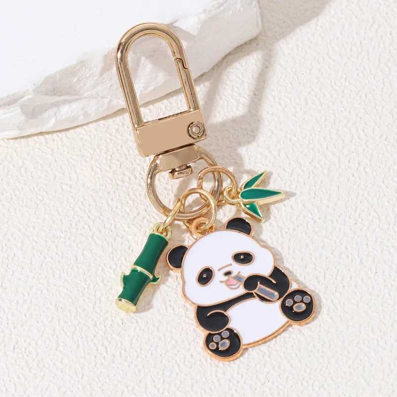 1pc Cute Panda Bamboo Leaves Drip Enamel Keychain Classic Chinese Style Car Bag Pendant Keyring For Handmade DIY Jewelry Making G250802