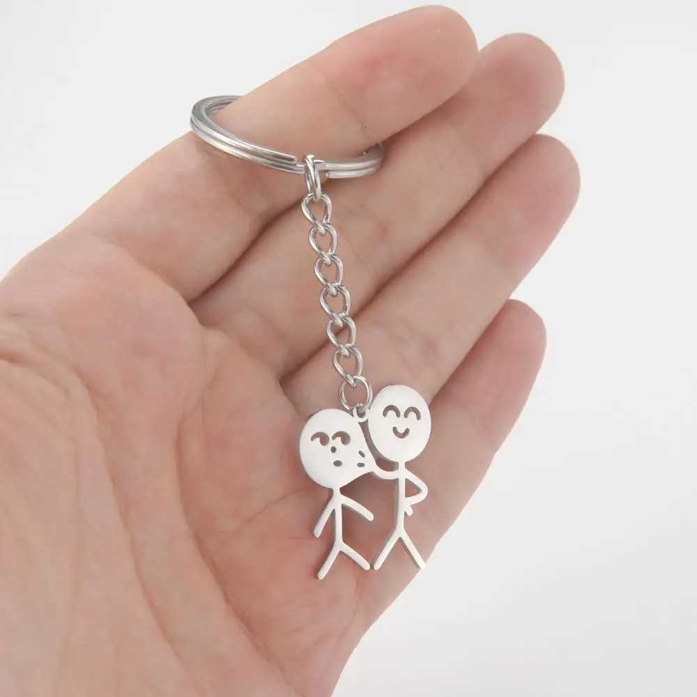 Funny Matchstick Men Keychain Middle Finger Heart to Heart Car Bag Pendant Key Ring Jewelry Couple Friend Gifts Wholesale G250802