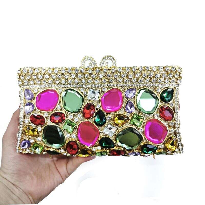 Crystal Full Of Dias Large Gemstones Hollow Rhinestones Clutch Shoulder Evening Chain Women's Bag