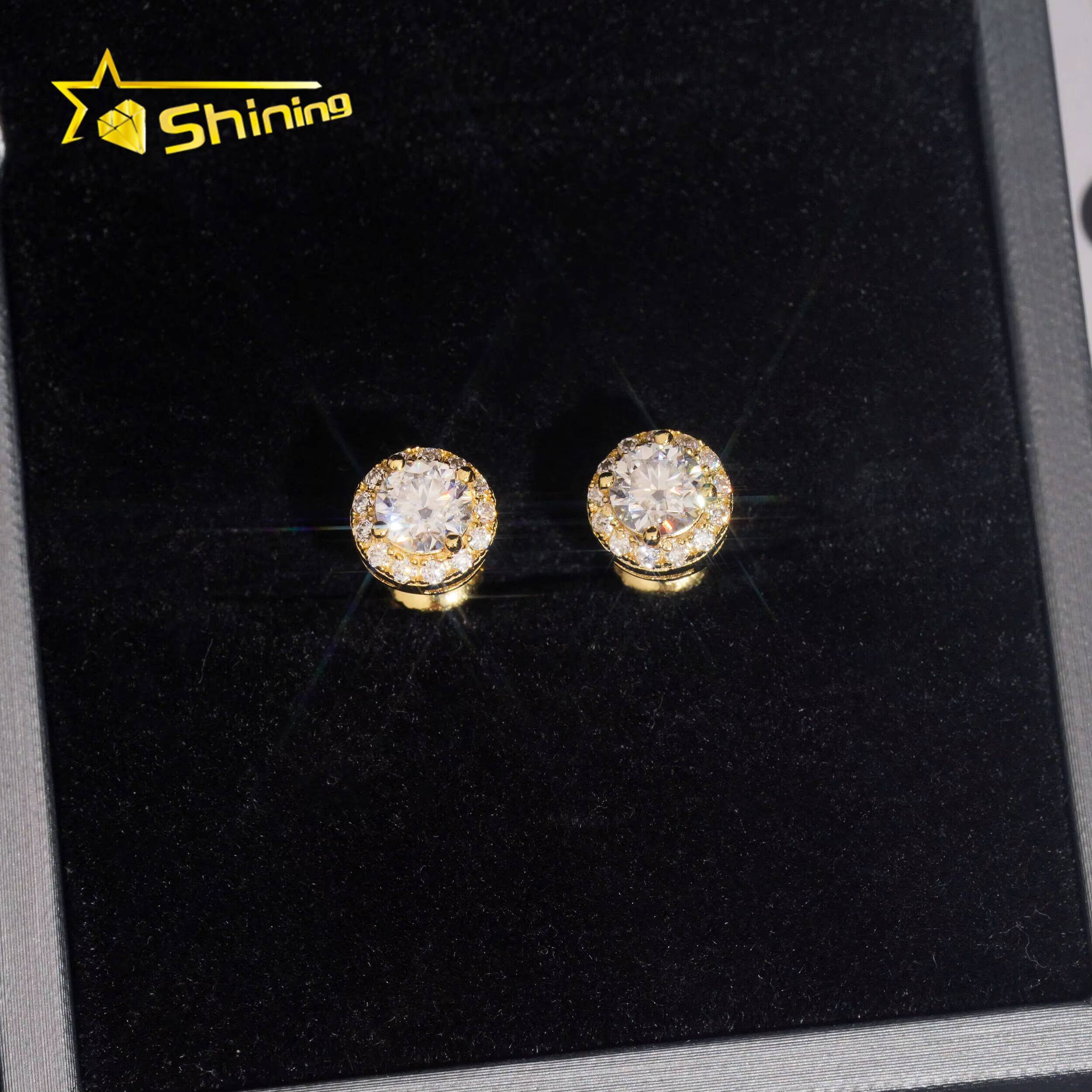 Ready to Ship Classic Prong Setting Hip Hop Earrings 925 Sterling Silver 5MM VVS Round Moissanite Stud Earrings Daily Wear