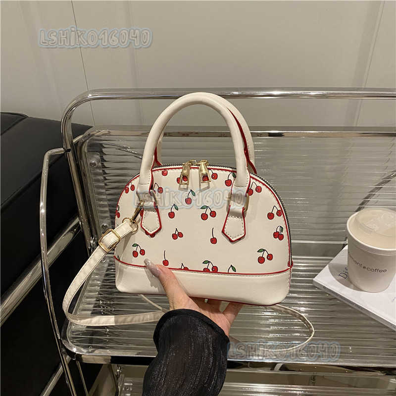 New Trendy Girl Handbag Fashion Commuter Cherry Pillow Bag Niche Printed Texture Shoulder Bag Underarm Bag H250804