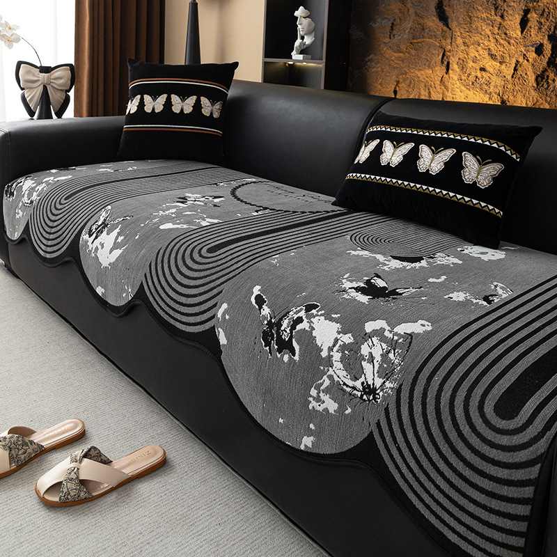 Designer Sofa Covers Blanket Non-Slip Sectional Couch Covers Luxury L Shape Resistant Sofa Slipcover for Furniture Bed Couch Sofa Green Butterfly