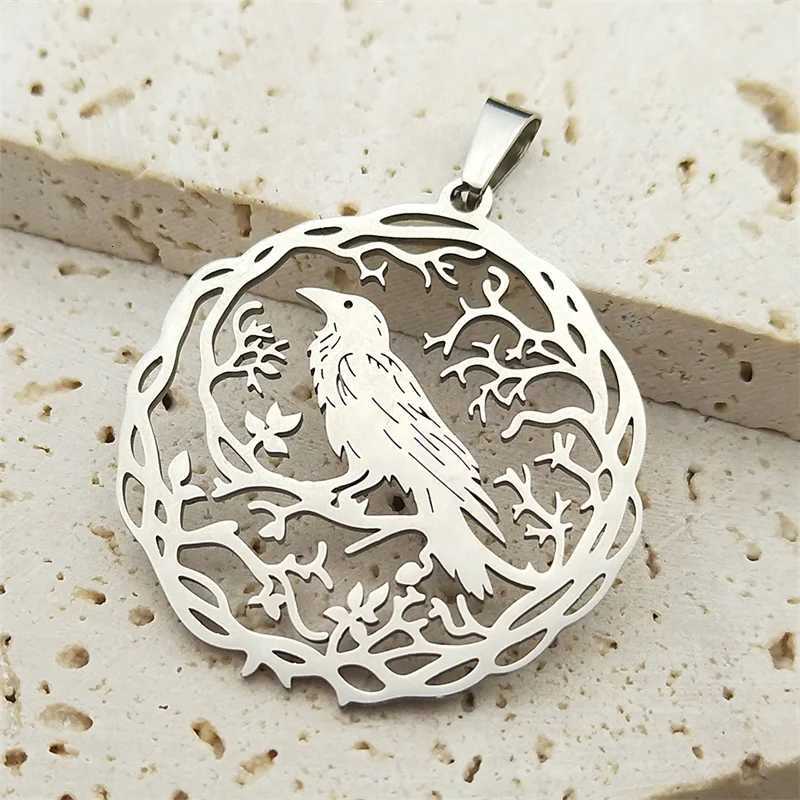 3Pcs Hollow Black Crow Charms for Women Men Stainless Steel Gold Silver Color Tree of Life Love Pendants Jewelry Making G250802