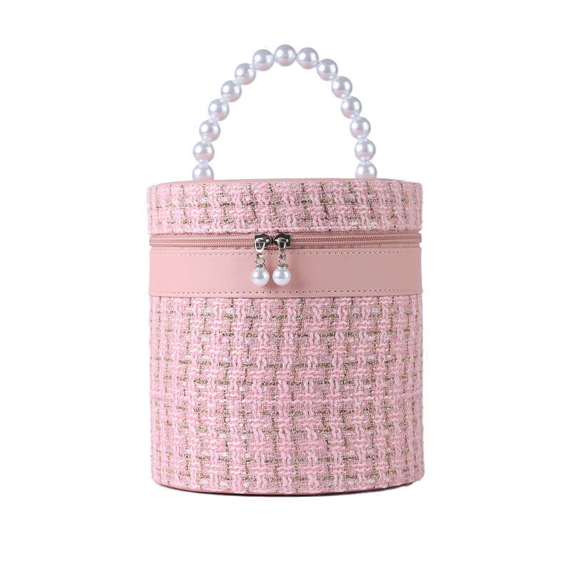 DHessentials Luxury Cosmetic Bucket Bag Large Capacity Travel Organizer with Wheels, Portable Makeup Case for Home & Wedding