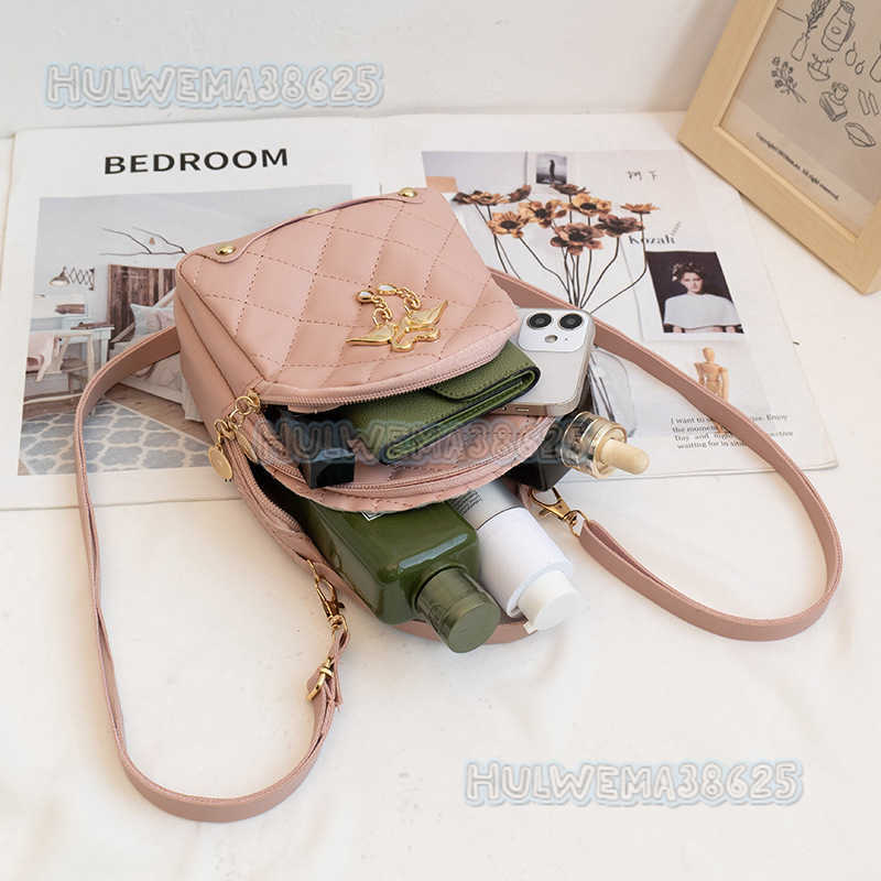 Womens Quilted Embroidery Small Backpack 2025 Autumn Winter New Personality Tassel School Bag Trendy H250804