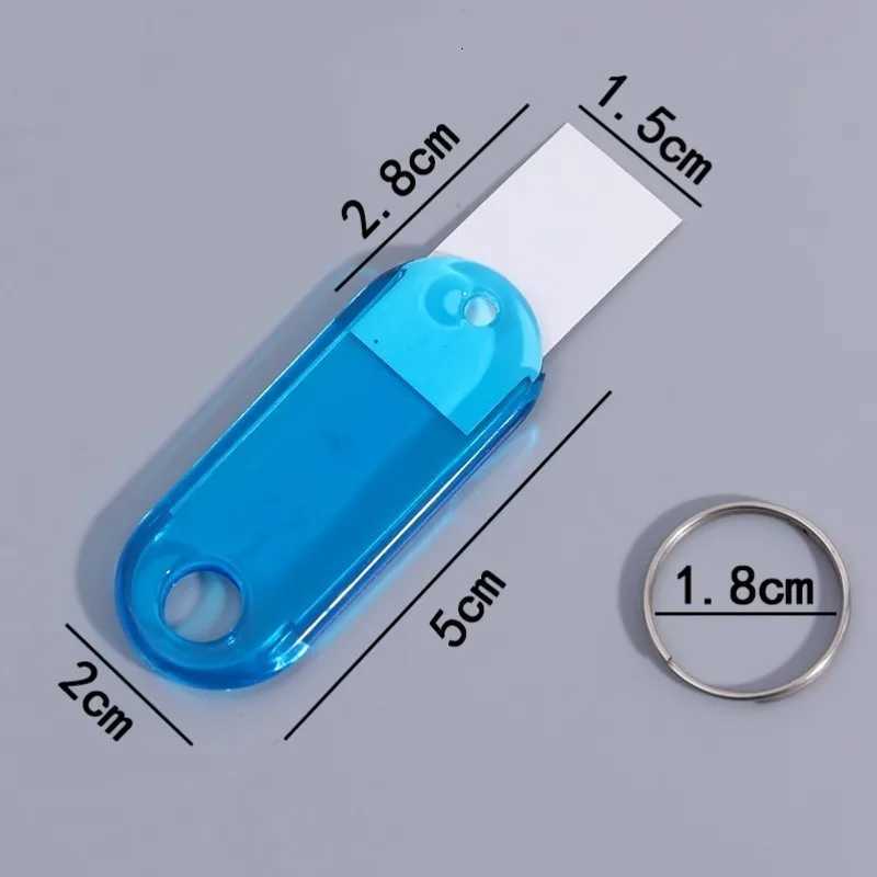 Transparent Colorful Keychains Split Ring Plastic Key Tags Pendant Taggable Number Name Label Keyring Crystal Accommodation Sign G250802