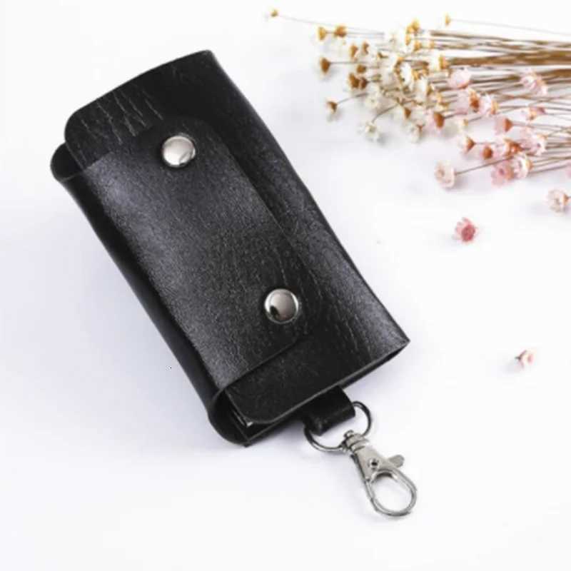1 PC Portable Leather Housekeeper Keychain Holder Car Keychain Key Holder Bag Case Unisex Wallet Cover Simple Solid Color Storage Bag G250802