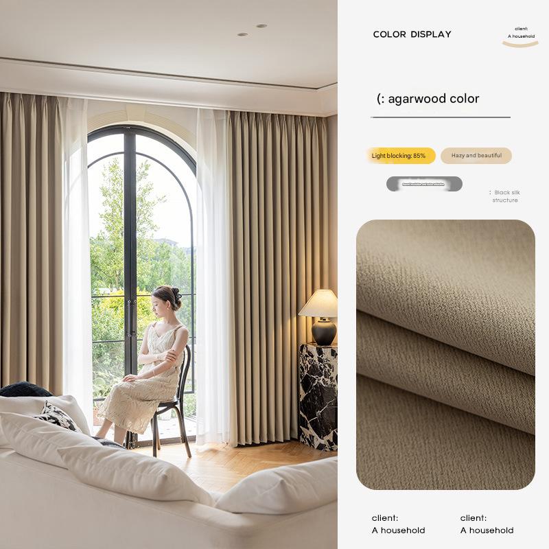 YL-36889 CREME BLOYOUT CURTOIN 2025 Nouveau salon épaissis de chambre à crochet Luxur