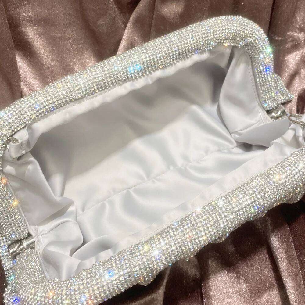 Shiny Rhinestones Handmade Evening Clutch Bags New Folds Purses And Handbags Designer Wedding Party High Quality