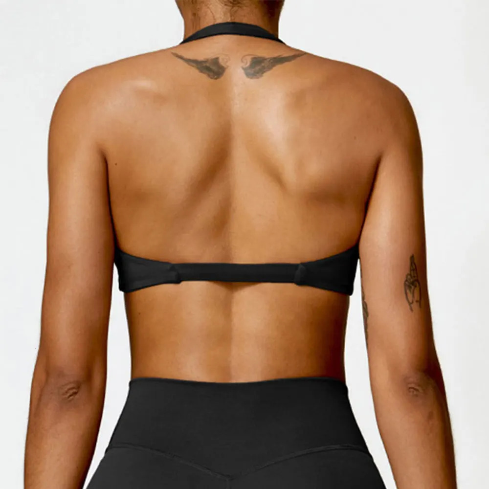 Womens Nylon Sports Bra Halter Sports Underwear Front Twist Naked Feel Sexy Yoga Gym Push Up Workout Padded Bralette Bathsuit 250724