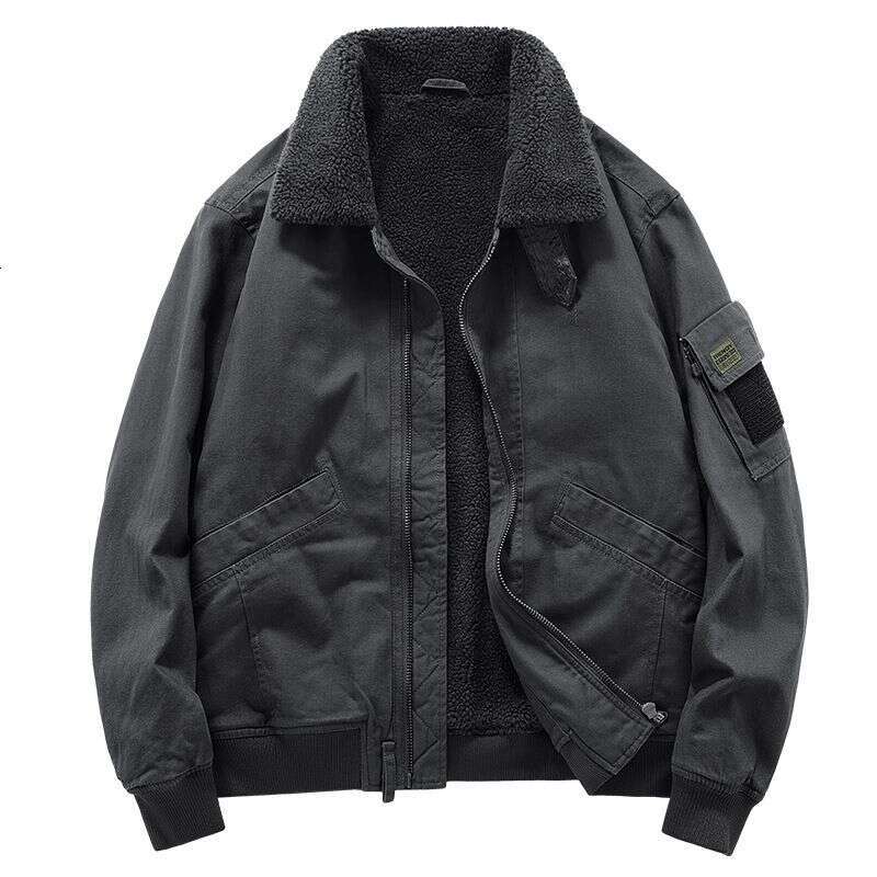 For Men In Autumn And Winter, Pilot With Thick Veet, American Workwear, Lamb Wool Cotton Jacket