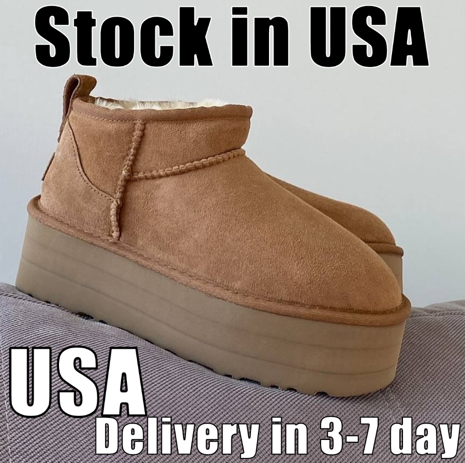 Women Classic Ultra Mini Platform Boot II 2" Platform Height 5cm Australian Winter Snow Designer Tasman Tazz Fur Boots Slippers Ankle Sherpa Sweater