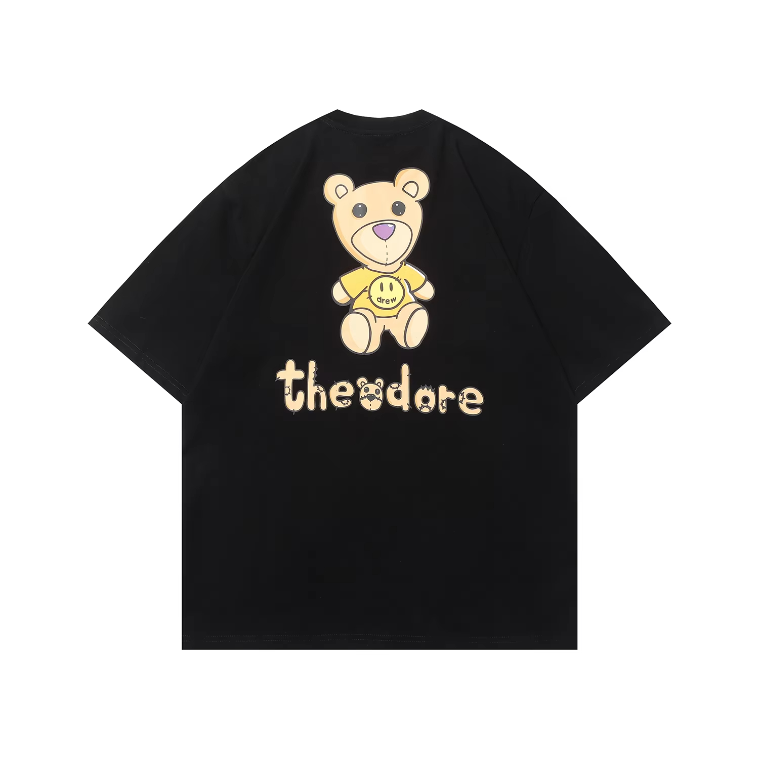 DREW HOUSE Mens Clothing Multicolor cartoon Bear T shirt men's and women's printed loose short sleeve T-shirt Designer luxury