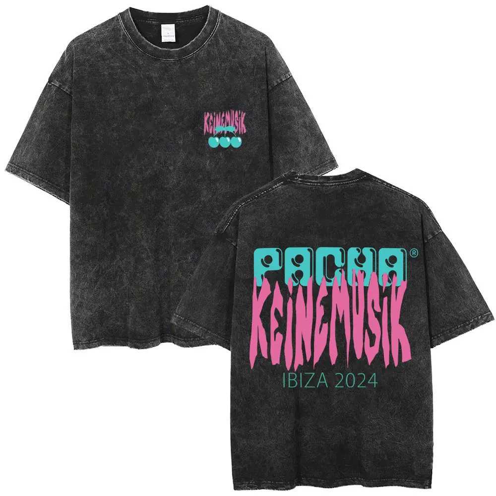 Vintage Washed Summer Keinemusik X Pacha T-Shirts Men Women Fashion Hip Hop Street T-shirts Men Casual Cotton Short Sleeve Tees W250804