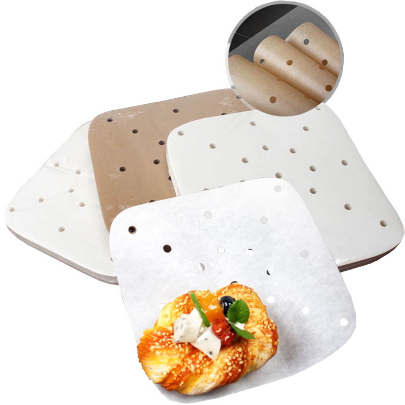 100 sheets of steamer paper air fryer paper square silicone oil paper baking paper thickened food grade oil absorption and antistick