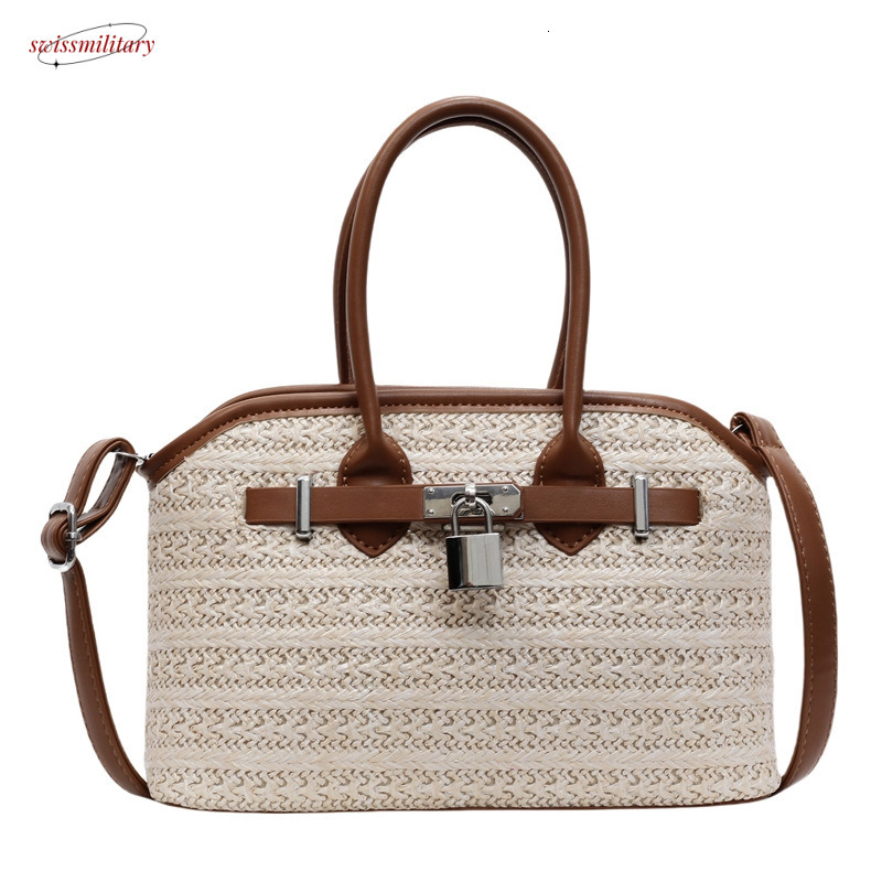 Niche Design Straw for Women, New Elegant Woven Shoulder Bag, Large Capacity Vacation Crossbody Beach Bag swissmilitary