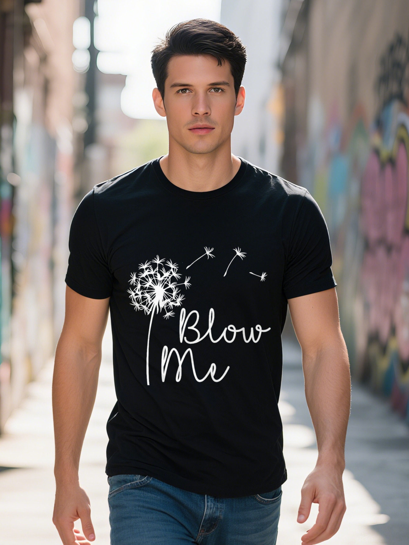 Blow Me A Dandelion Plant White Design T Shirt G c59b4