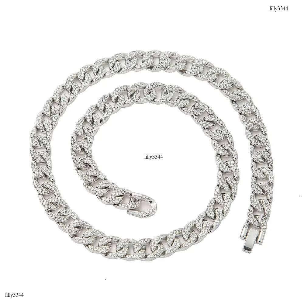 DHCollections Hip Hop for Men Bling Iced Out Cuban Link Chain Gold & Sier Plated Rhinestone Rapper Necklace Fashion Jewellery 18-24 Inch 1 Piece