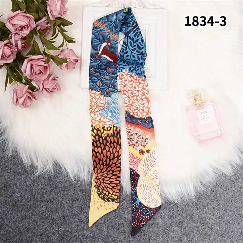 2023 New Luxury Brand Skinny Silk Scarf Bag Scarf for Women Deer Print Scarf Long Handle Bag Scarves Wraps Drop Shipping X250804