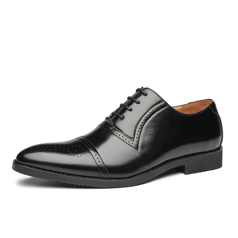 20411 Blok Business Men's Shoes Color blocked Pointed British Leather Shoes Suitable for Office Shoes Wedding Shoes