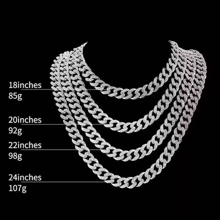 18mm Miami Cuban Link Chain Necklace 925 Silver Plated Mens Hip Hop Rock Fashion Moissanite Diamond customize Jewelry from India