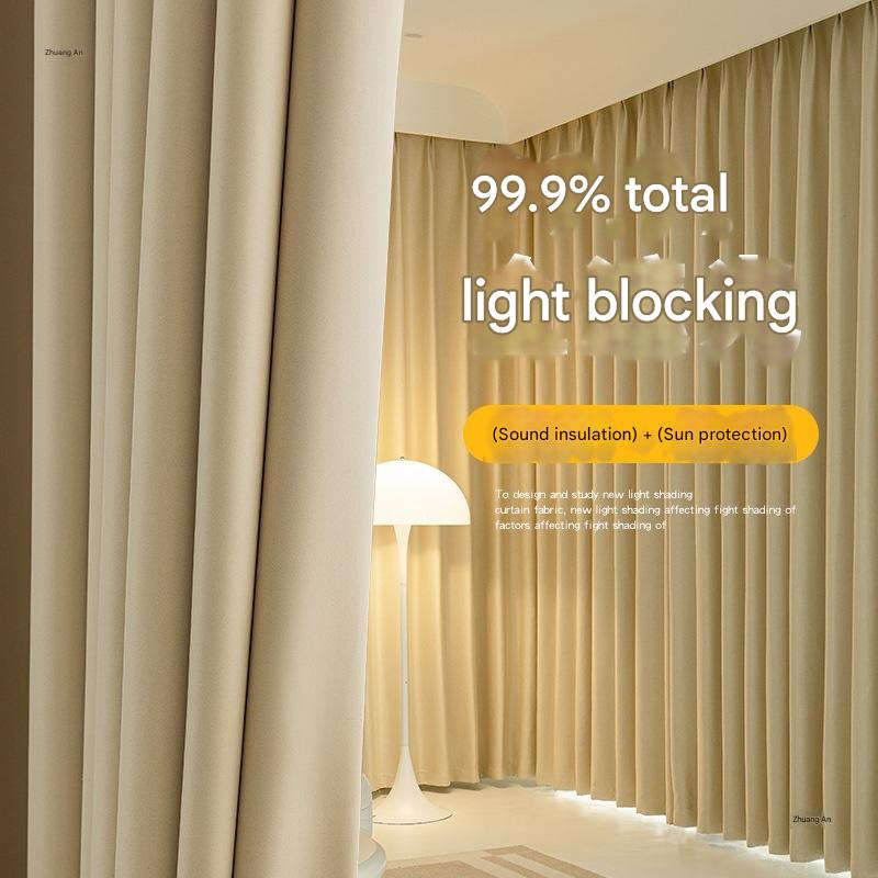 YL-36766 cream blackout curtain 2025 new thickened bedroom living room hook-style light luxury modern simple bay window