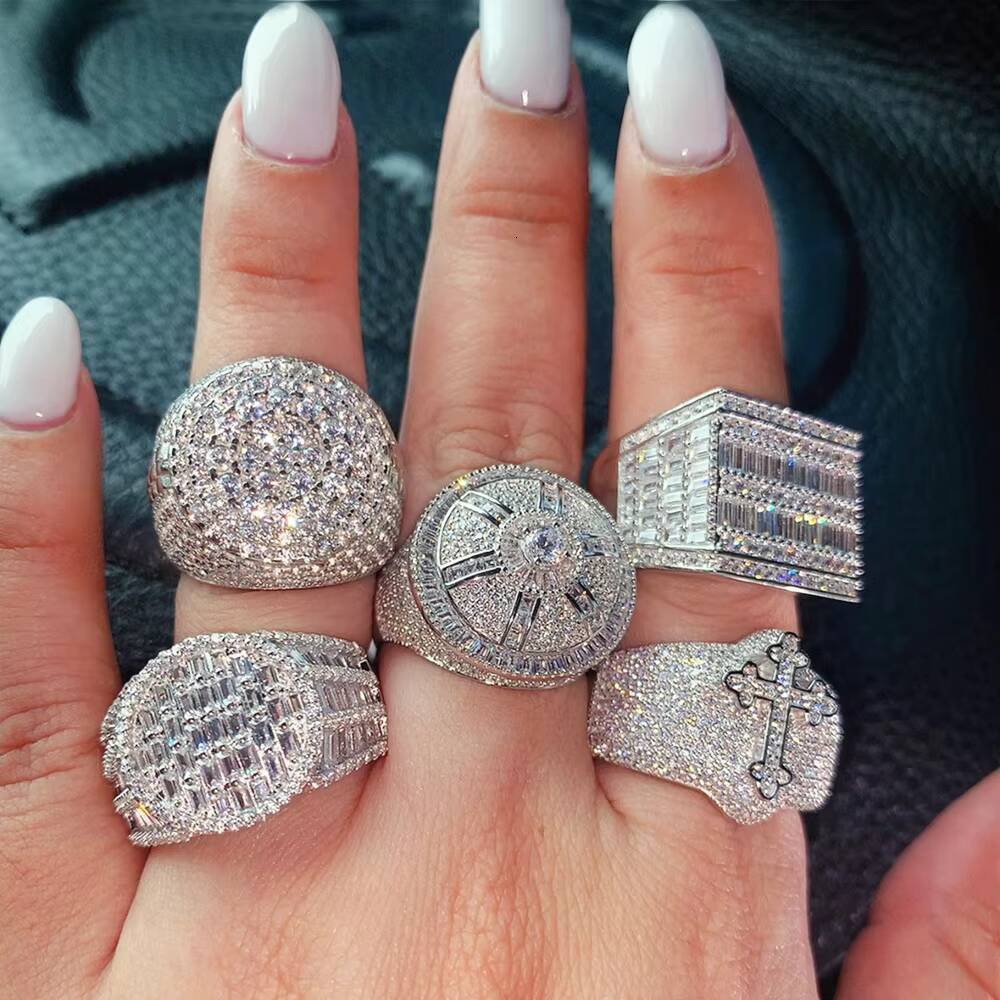 Wholesale Hip Hop Jewelry Championship S925 Sterling Silver Gold Plated Full Diamond VVS Ring Iced Out Rings for Mens Women