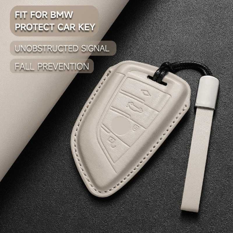 Genuine Leather Car Key Case Cover Key Bag For BMW X1 X3 X5 X6 X7 F20 F15 F16 F48 G20 G30 G01 G02 G05 Protect Set Accessories G250802