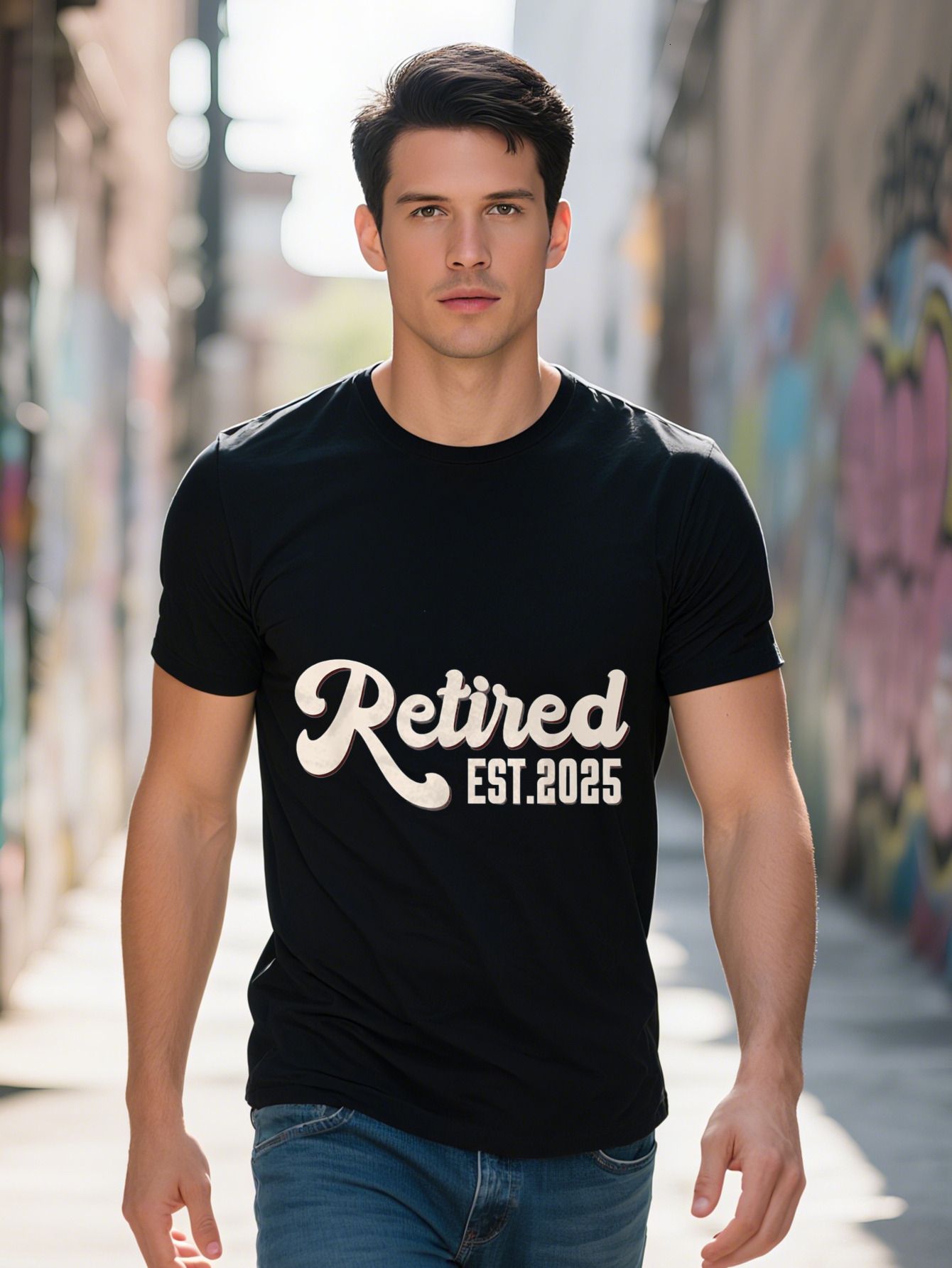 Retirement Celebration Men's T-Shirt Cotton Casual Fit with Short Sleeves Crew Neck Washable 48da1