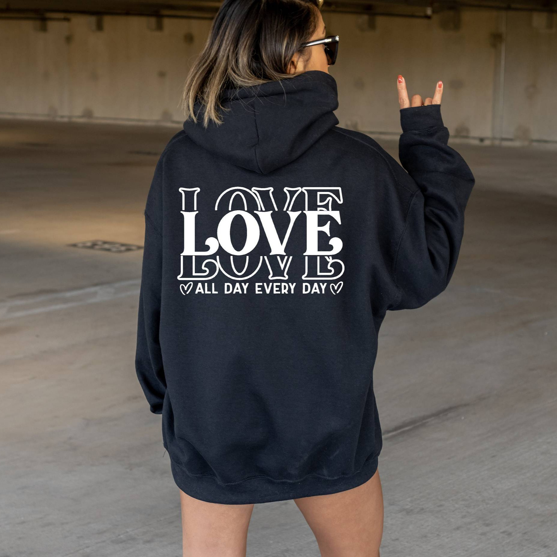 Free shipping designer New Women Drop Shoulder Sleeve Fleece Sweatshirt LOVE Letter Print Kangaroo Pocket Drawstring Print Hoodie High quality clothin