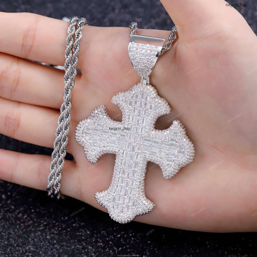 XG High Quality Baguettes Cross Pass Dia test Real Sier CRA VVS Moissanite Fine Jewelry Pendant