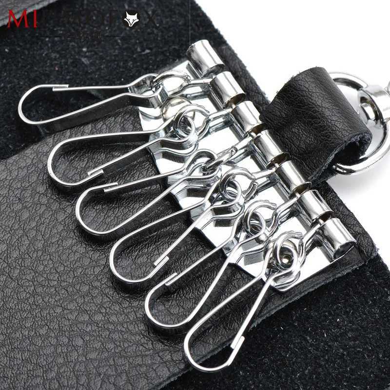 Genuine Leather Keychain Men Women Key Holder Organizer Pouch Cow Split Car Key Wallet Housekeeper Key Case Mini Card Bag G250802