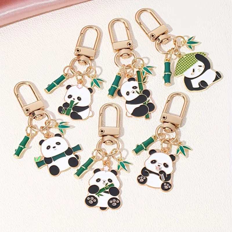 1pc Cute Panda Bamboo Leaves Drip Enamel Keychain Classic Chinese Style Car Bag Pendant Keyring For Handmade DIY Jewelry Making G250802