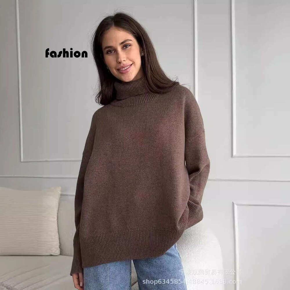 Autumn And Winter Solid Color Turtleneck Comfortable Loose Versatile Basic Pullover Sweater For Women B5 b7