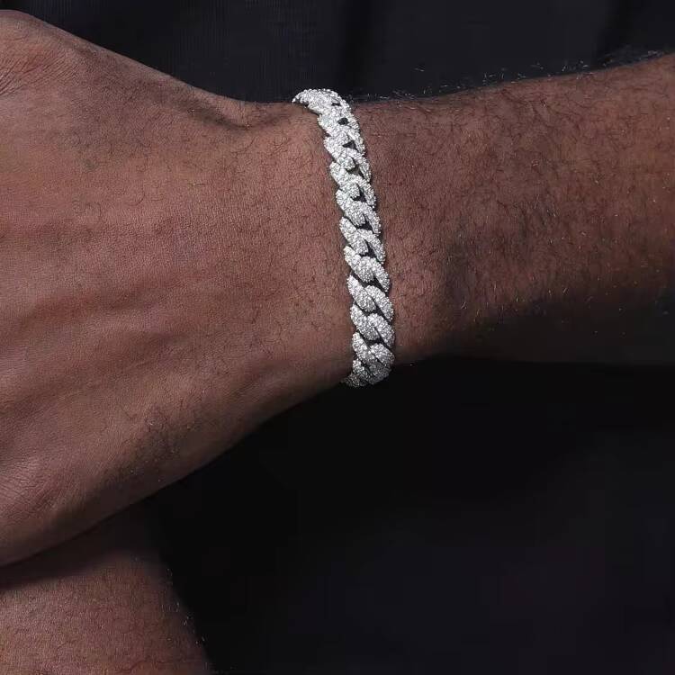 Ready to Ship Diamond Cuban Bracelet 6mm-22mm S925 Silver Hip Hop Bracelet Full Iced Out Moissanite Cuban Bracelet for Men