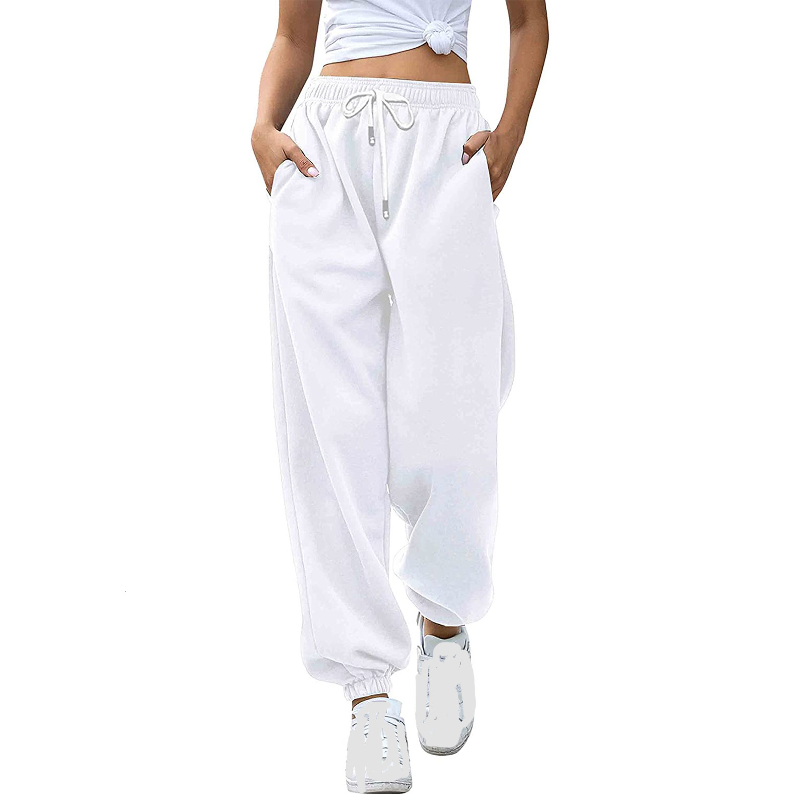 Free shipping designer 2023 Autumn Winter New Women Loose Casual Sports Drawstring WideLeg Jogger Pants High quality clothing