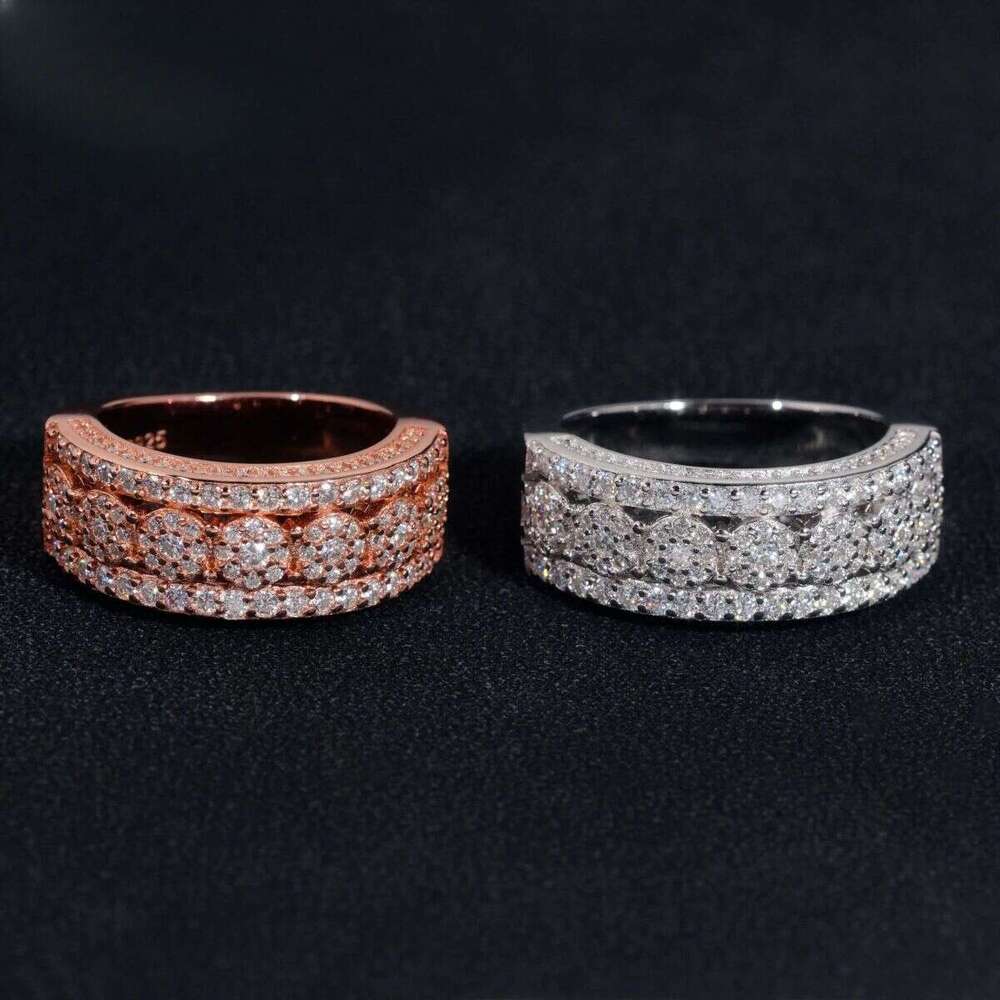 Moissanite ringCertificate bracelet ring Sterling Sier Gold Plated Hip Hop Jewelry New Style Dia