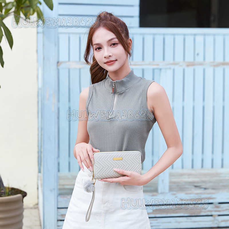 Sweet Style Diagonal Stripe Long Wallet 2025 New Simple Zipper Womens Clutch H250804