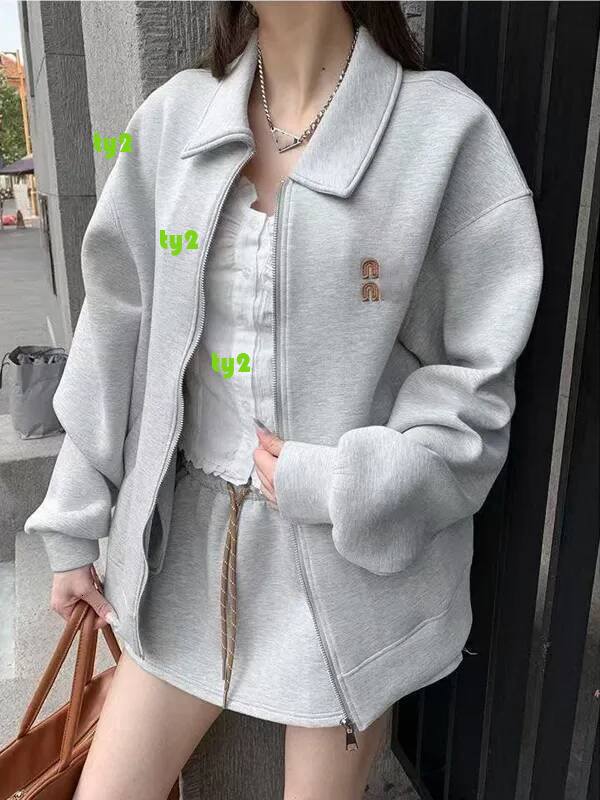 Top Designer High Quality Lapel Neck Long Sleeve Zipper + Puffy Fashion Embroidery Letter Printed Jacket Short Skirt Set new