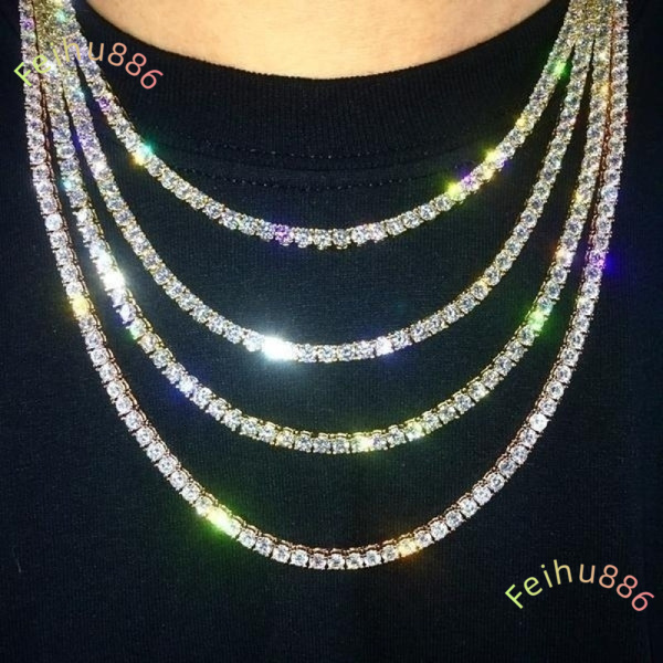 Tennis Chain Necklace S925 Silver 3-5mm Width Moissanite Diamond Tennis Chains