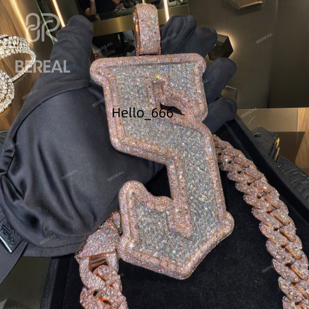 Custom Vvs Moissanite Letter Name Pendants Necklace Hip Hop Style Iced Out Diamond Initial 3D Chain Pendant Men Fine Jewelry