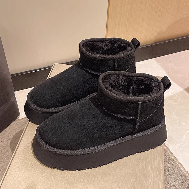 Free Shipping Women's Platform Anti-Slip Snow Boots 2025 Fall Winter New Design Fur-Lined Thick Warm Cotton Boots Brown Black