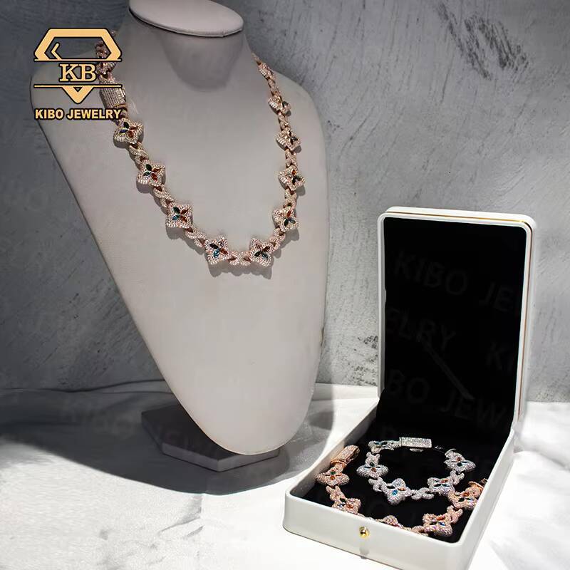 4 Leaf Clover Jewelry Iced Out VVS1 Tennis Bracelet Mossanite Diamond Necklace Real Moissanite Infinitely Cuban Link Chain