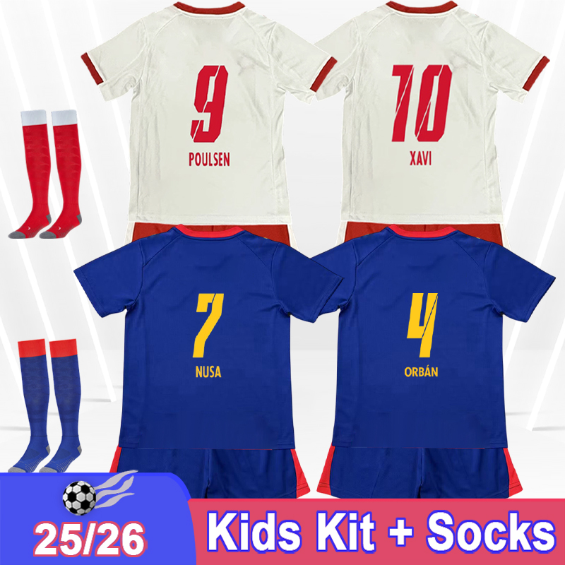 25 26 Leipzig Kids kit Soccer Jerseys OLMO POULSEN ORBAN BITSHI ELMAS HAIDARA SEIWALD BAUMGARTNER KLOSTERMANN Home Away Football Shirts Uniforms