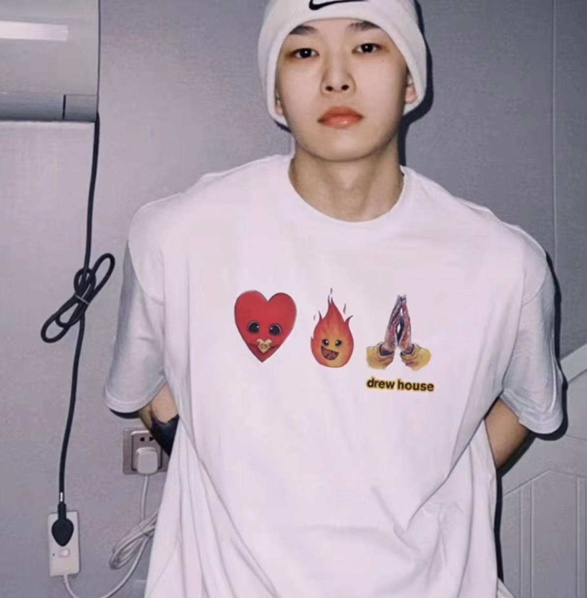DREW HOUSE New Mens Clothing Fire printed logo T shirt men's and women's printed loose short sleeve T-shirt Designer luxury