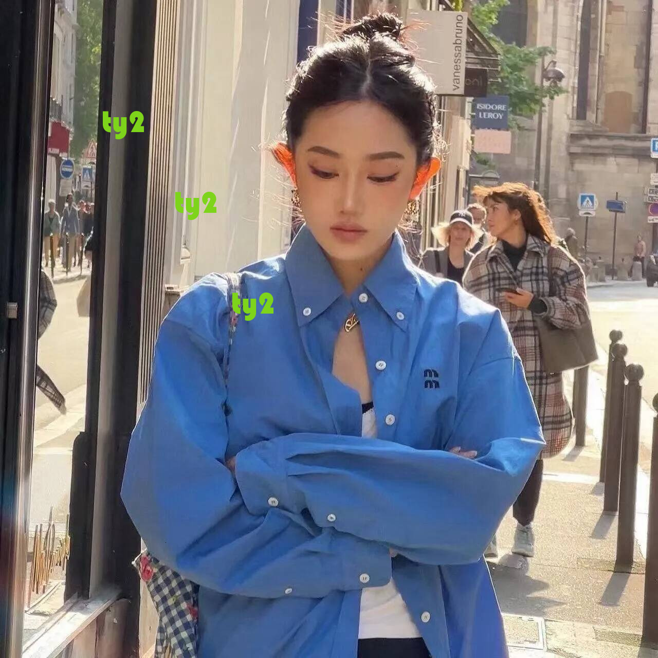 Loose Designer Shirt niuniu Women's Blue Top Fashion Spring Embroidery Bottom Shirt Women's Long Sleeve Lapel Coat Top 5A c5 5f