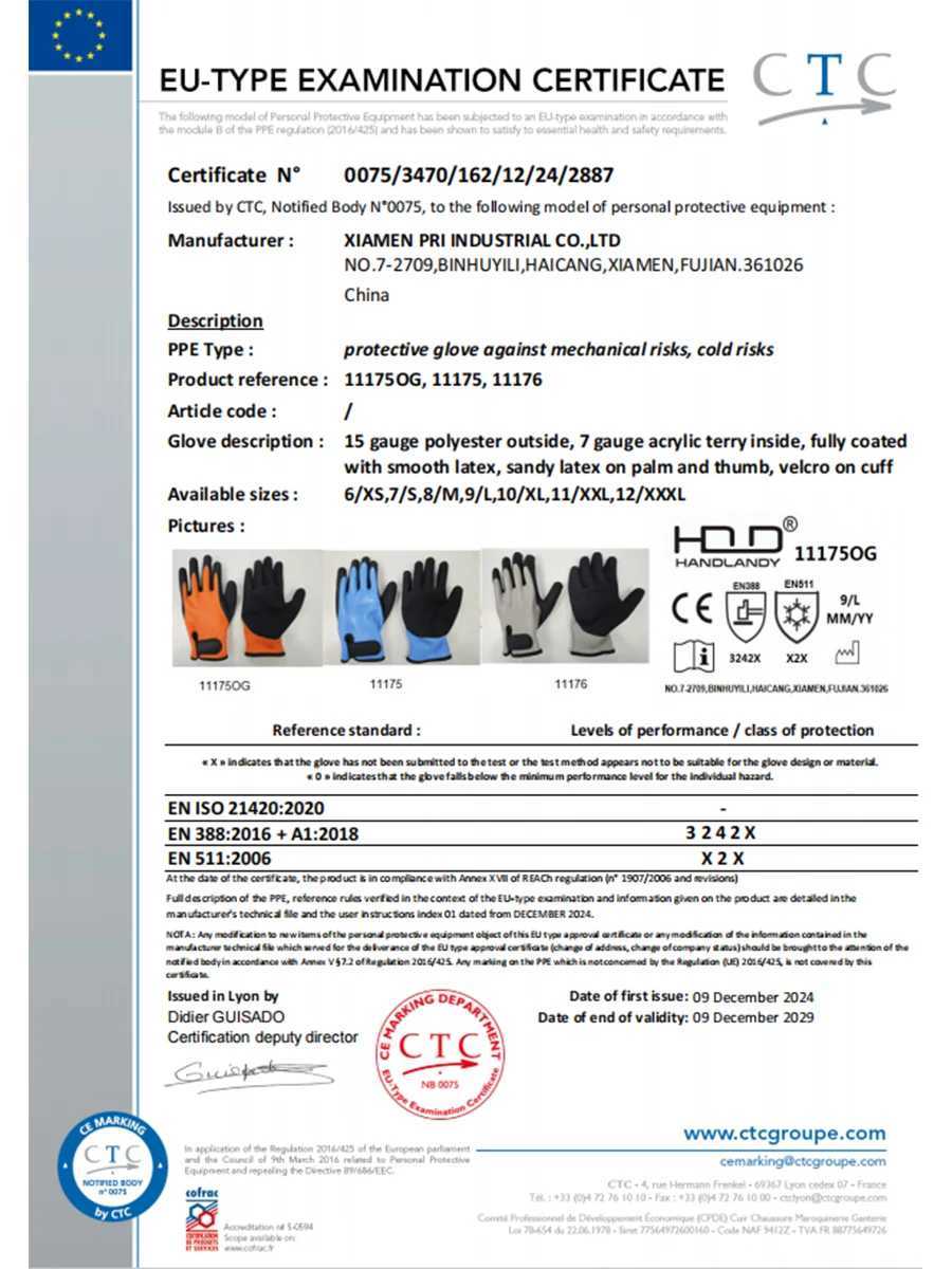 HANDLANDY Waterproof Work Gloves for Cold Weather Insulated Winter Freezer Work Gloves with Grip CE Certification Work Gloves Z250804