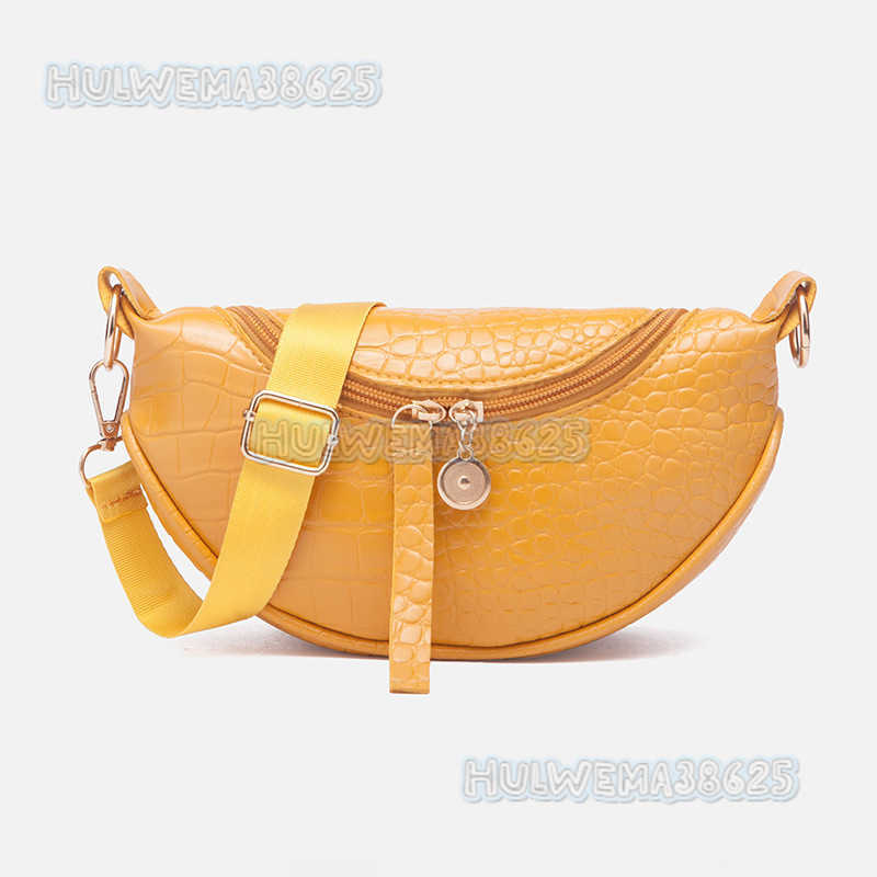 2025 Summer and Autumn Fashion Trend Womens Waist Bag Single Shoulder Crossbody Bag Crocodile Pattern Saddle Half Round Womens Bag H250804